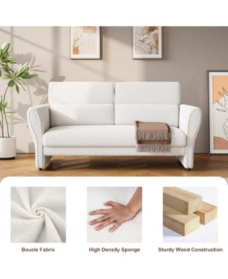 Couches for Living Room, 57" Loveseat Sofa, Modern Boucle Small Couch with High Backrest and Removable Lumbar Pillows, Easy Assembly