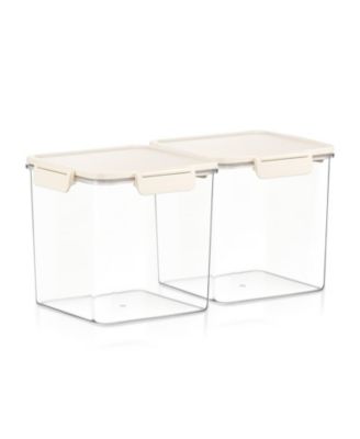 2 Pack Airtight Food Storage Containers – Clear Stackable Canister for Pantry, Rice, Pasta, Cereal and Snacks