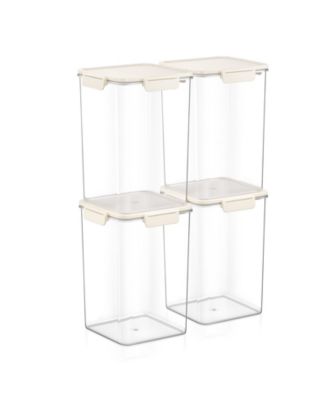 4 Pack Airtight Food Storage Containers – Clear Stackable Canister for Pantry, Rice, Pasta, Cereal and Snacks