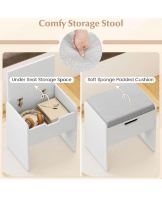 Vanity Desk with Mirror Lights and Power Outlets