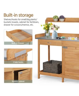 Outdoor Garden Potting Bench Table with Storage Shelf