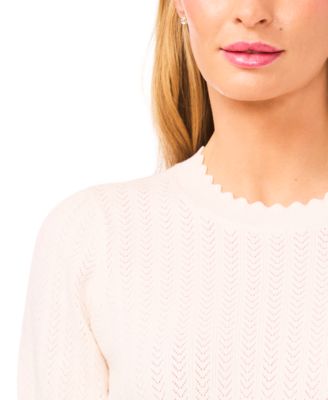 Women's Crew Neck Pointelle Sweater