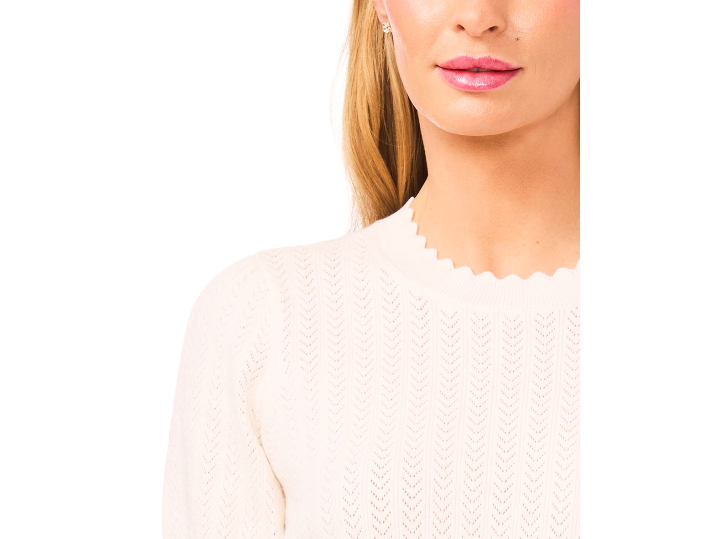 Женский свитер CeCe Crew Neck Pointelle, цвет: Состаренный белый — фото 2