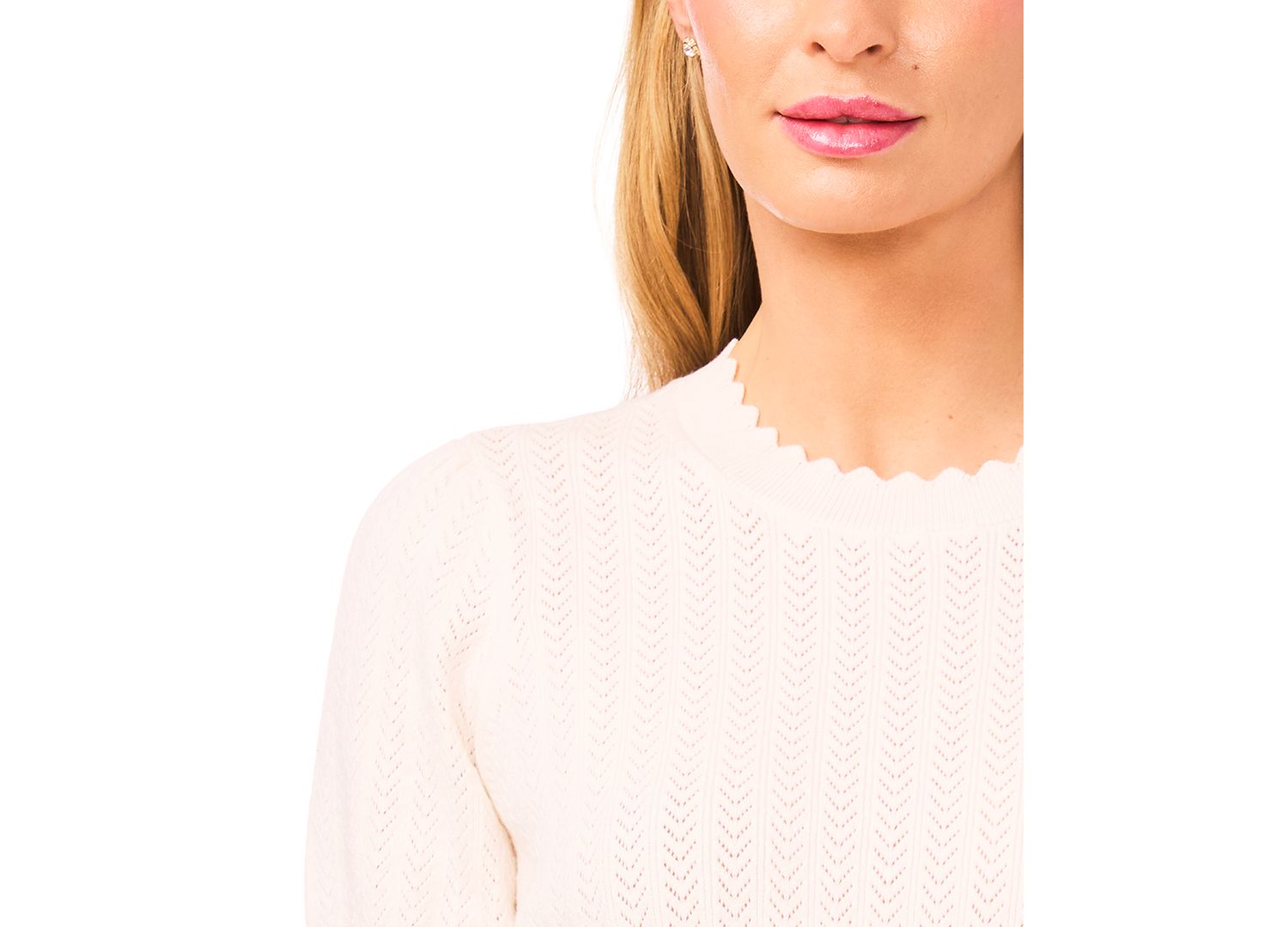 Women's Crew Neck Pointelle Sweater