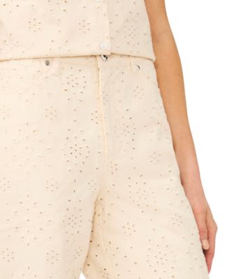 Women's Mid-Rise Eyelet Cotton Cropped Jeans