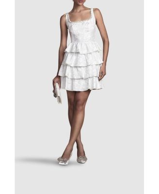 Women's Ruffle Hem Mini Wedding Dress