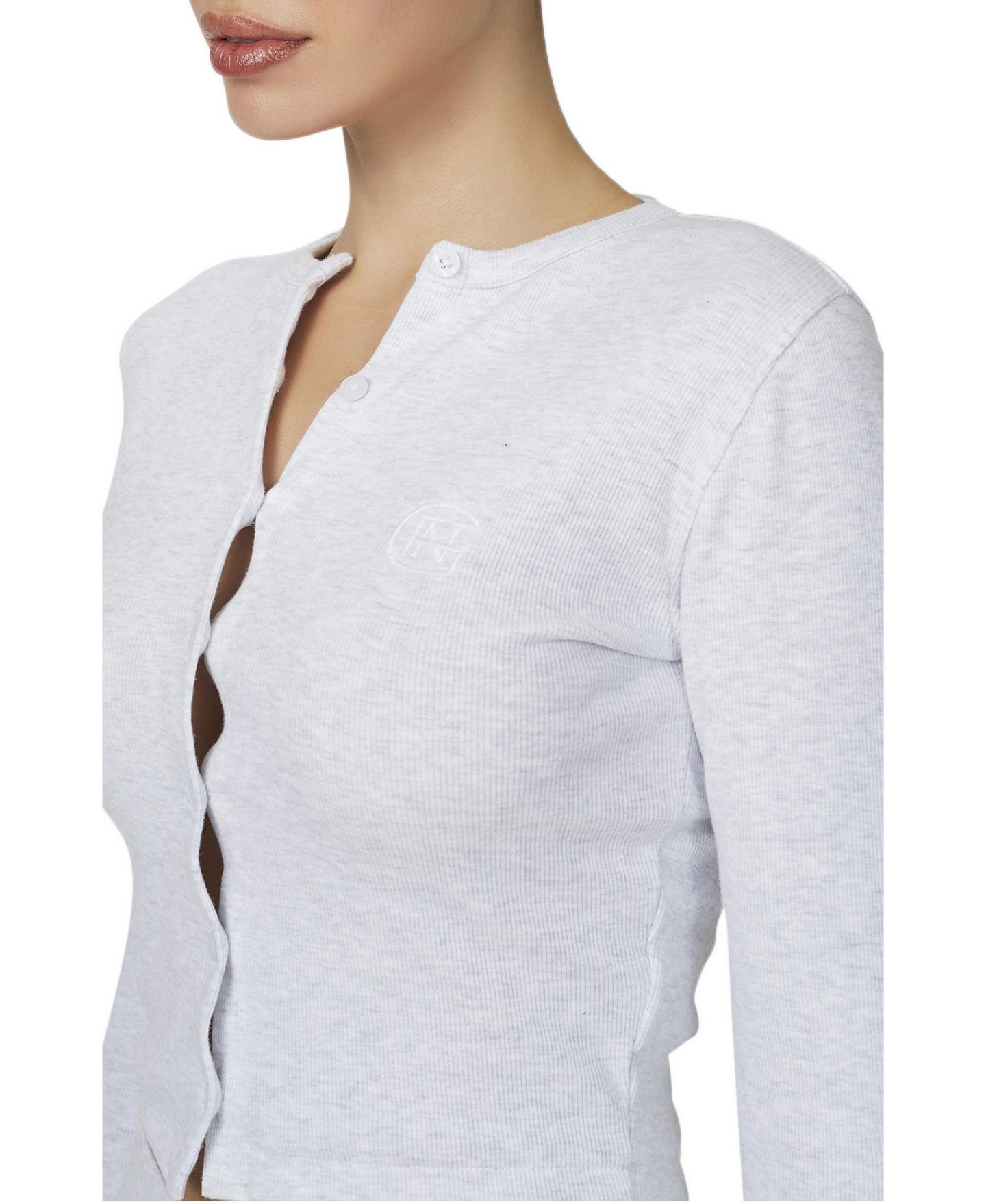 Женская футболка Good For Nothing Ribbed Vintage Buttoned Long Sleeve, цвет: Серый — фото 2