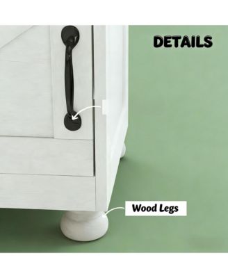 Bedside Cabinet, Farmhouse Storage Nightstand with Open Shelf and Cupboard for Living Room, Bedroom.