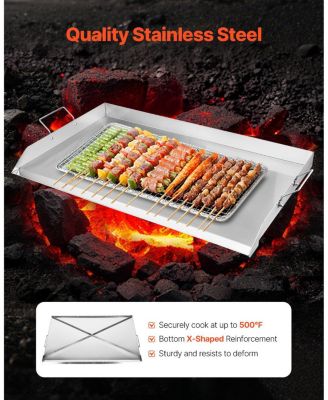 Inch Stainless Steel Griddle Plate for Gas Grill with Handles