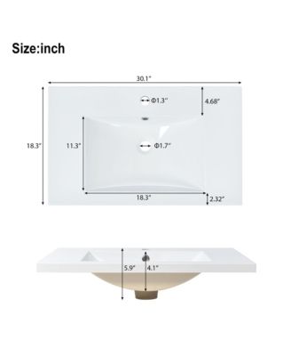 30" Bathroom vanity Set with Sink, Combo Cabinet, Bathroom Storage Cabinet, Solid Wood Frame