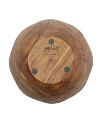 Sandhurst 3-Piece Acacia Wood Salad Bowl Set – 12-Inch Scalloped Serving Bowl with Wooden Salad Servers