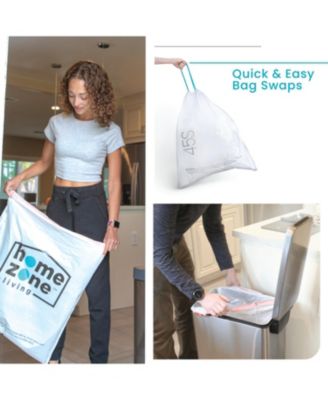 12 Gallon Slim Kitchen Trash Can with Soft Close Lid, Removable Liner, and Bag Tuck Band, Slate Blue