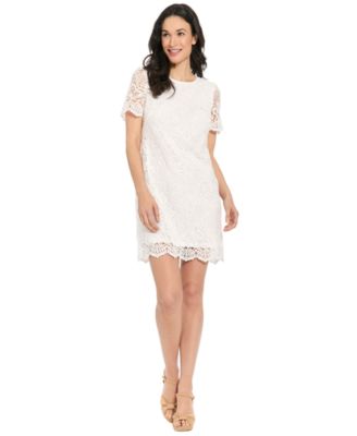 Petite Short-Sleeve Jewel Neck Shift Dress