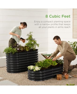 4x2x1ft Outdoor Raised Metal Oval Garden Bed, Planter Box for Vegetables, Flowers