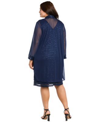 Plus Size Mix Media Sequin Detail Jacket Dress