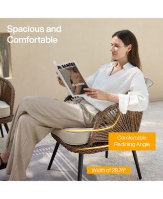 4-Piece Outdoor Wicker Patio Conversation Seating Set with Coffee Table, Weather-Resistant Cushions, Patio Furniture Set for Garden, Deck