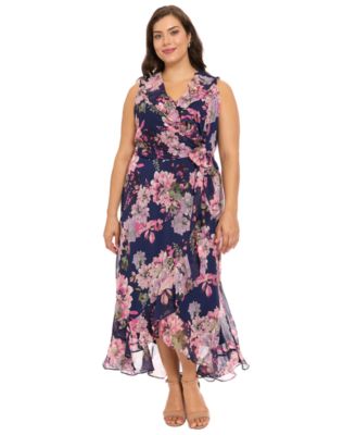 Plus Size Ruffled Chiffon Maxi Dress