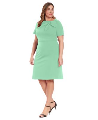 Plus Size Bow-Neck Sheath Dress