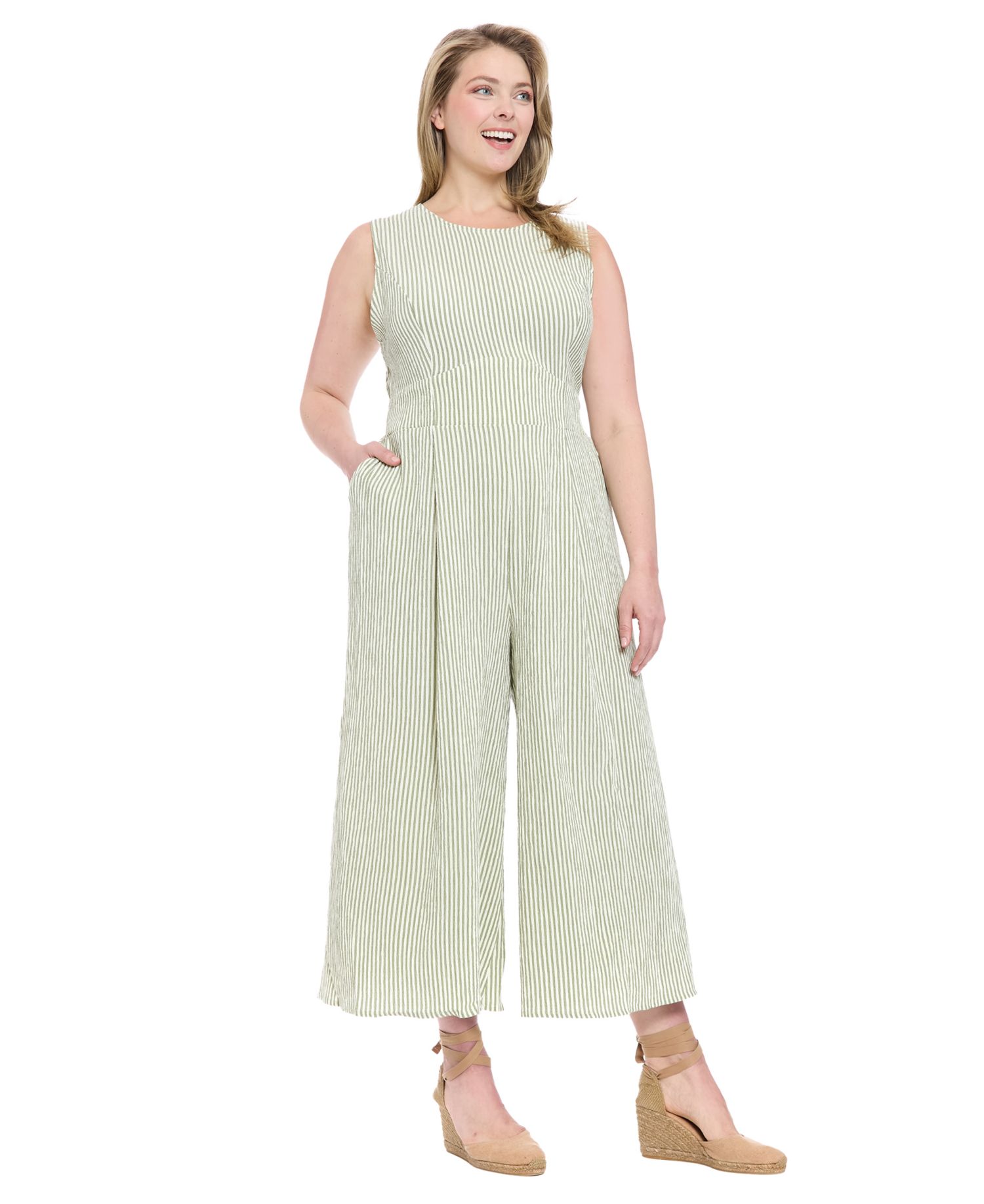 Plus Size Sleeveless Crewneck Jumpsuit