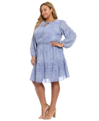Plus Size Tie Neck A-Line Dress