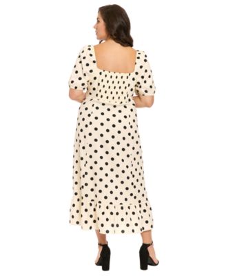 Plus Size Short-Sleeve Square Neck Midi Dress