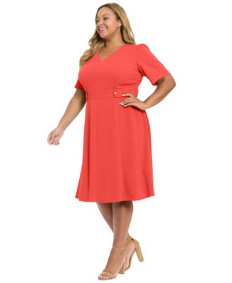 Plus Size Short-Sleeve V-Neck Dress