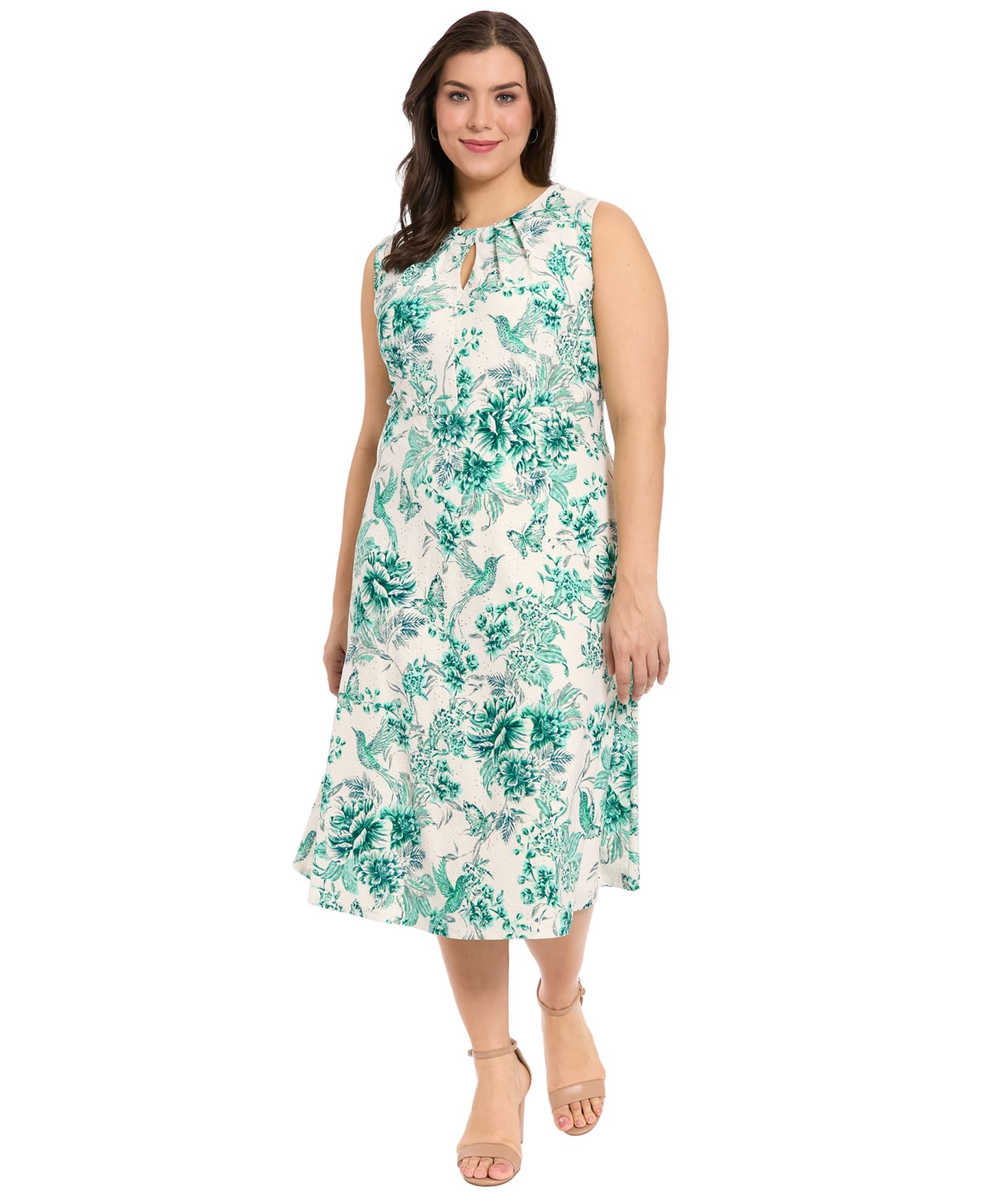 Plus Size Sleeveless Keyhole Neck Midi Dress