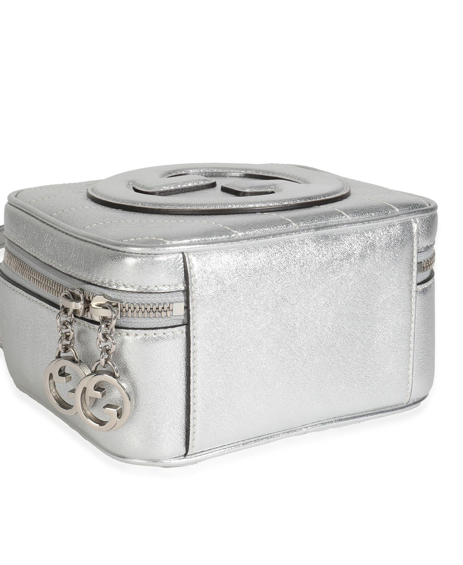 Silver Metallic Sakai Be Green Calfskin Diagonal Stitched Blondie Top Hand