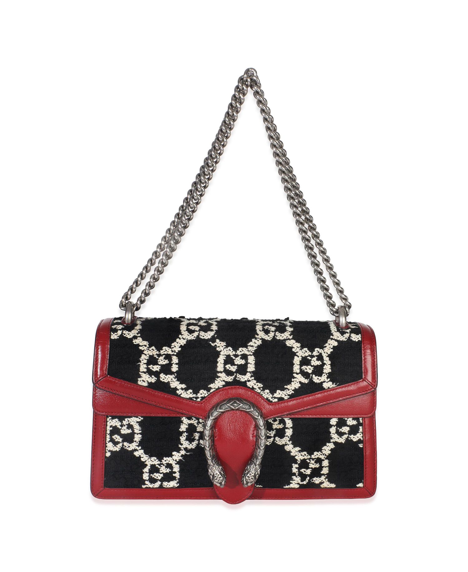 Black White Red Tweed GG Monogram Medium Dionysus Shoulder Bag