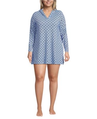 Plus Size SunShade UPF 50 Hooded Mini Swim Swim Cover-Up Dress