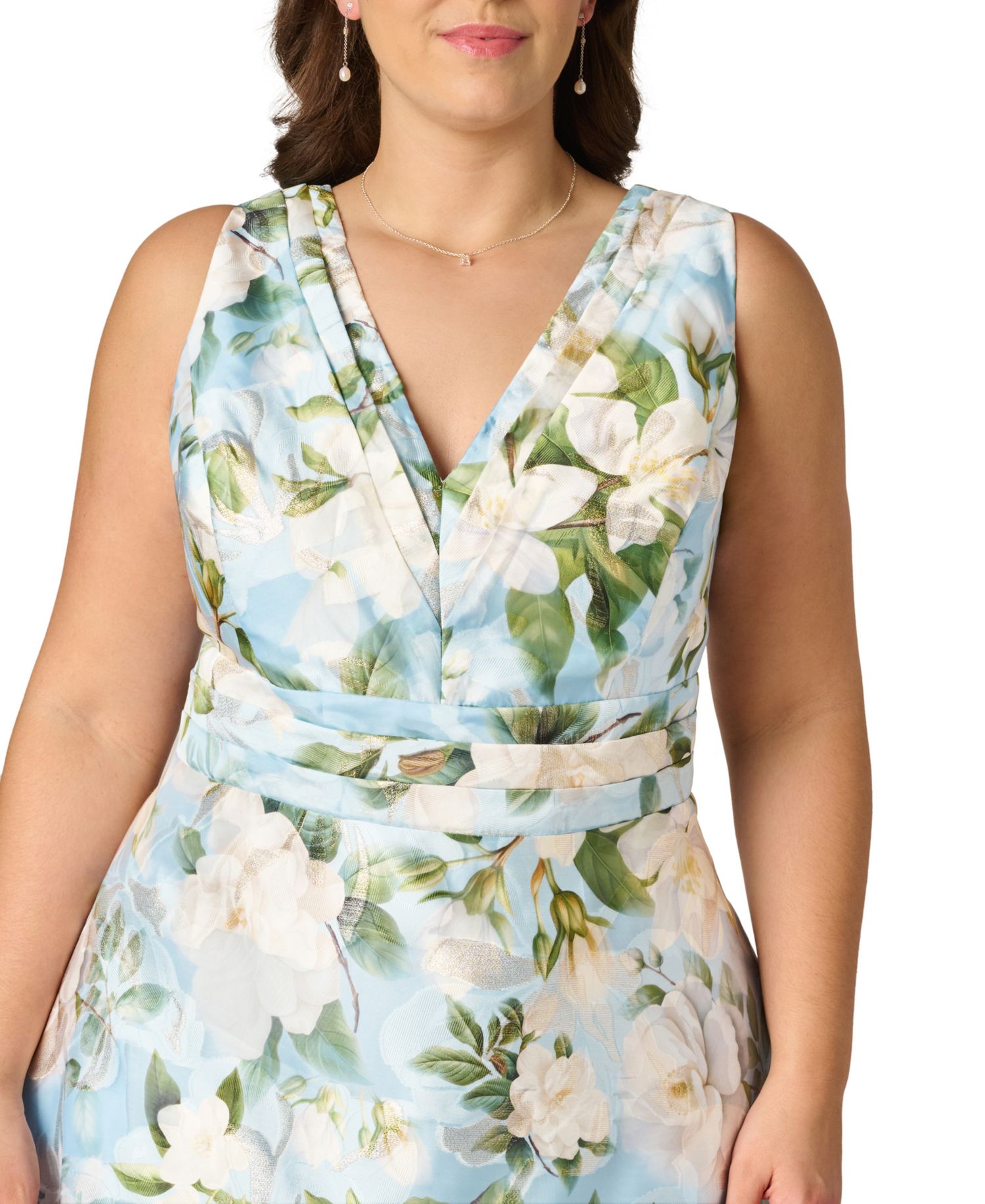 Plus Size Floral Jacquard Midi Dress