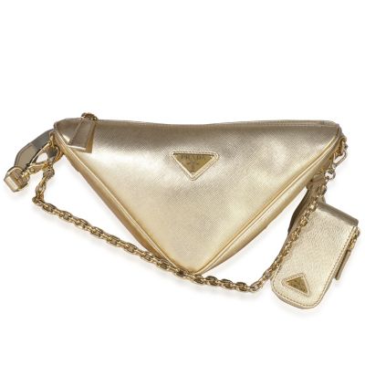 Pre-Owned Prada Platino Saffiano Lux Triangle Shoulder Bag