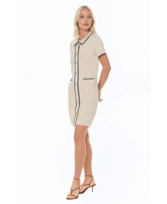Women's Cove Collared Button Down Contrast Knit Dress