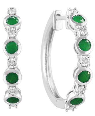 Tanzanite (5/8 ct. t.w.) & Diamond (1/20 ct. t.w.) Earrings in Sterling Silver (Also Available in Emerald & Multi-Sapphire)