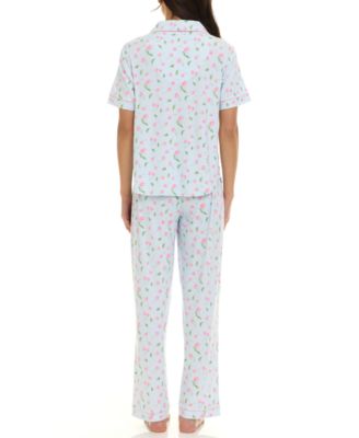 Women's Short-Sleeve Top and Pajama Pants, 2-Piece Set