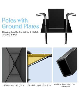 13.5' x 4' Patio BBQ Grill Gazebo Side Awnings Shelves 2-Tier Canopy Outdoor