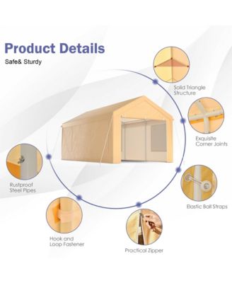 10x20 ft Heavy-Duty Steel Carport Car Canopy Shelter Sidewalls Tent Garage