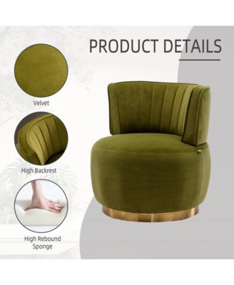 Velvet Swivel Barrel Chair - Modern Upholstered Accent Chair, Round Armchairs with Gold Base for Living Room, Bedroom