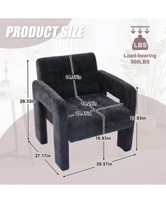 Modern Accent Chair, Chenille Fabric Upholstered Armchair, Single Lounge Chair for Living Room, Bedroom and Reading Nook