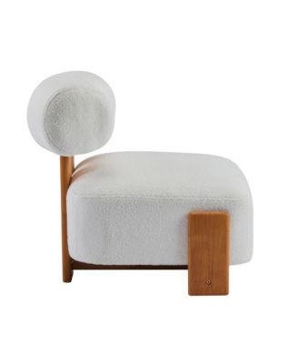 Modern Boucle Lounge Chair, 27.25" Upholstered Accent Chair with Solid Wood Frame and Rolled Backrest for Living Room, Bedroom