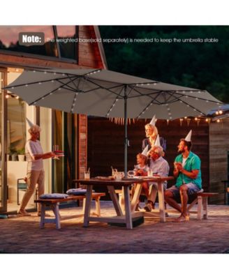 15 Feet Twin Patio Umbrella with 48 Solar LED Lights