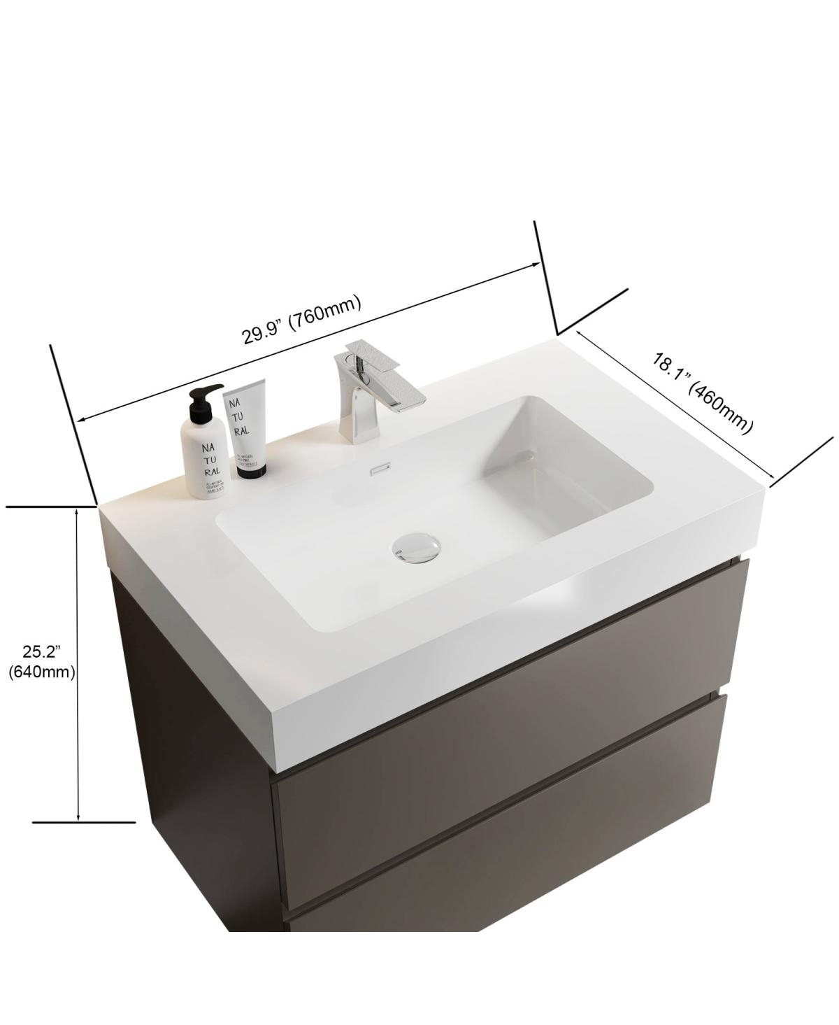 Sillysis 30" Wall Mounted Bathroom Vanity with Sink, Modern Minimalist Floating Bathroom Vanity without Faucet, Pre-Assembled