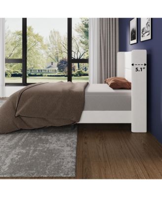 Set of 2 Twin Size Bed Frame with Wingback Headboard, Velvet Upholstered Platform Bed frame with Wood Slats, No Box Spring Needed