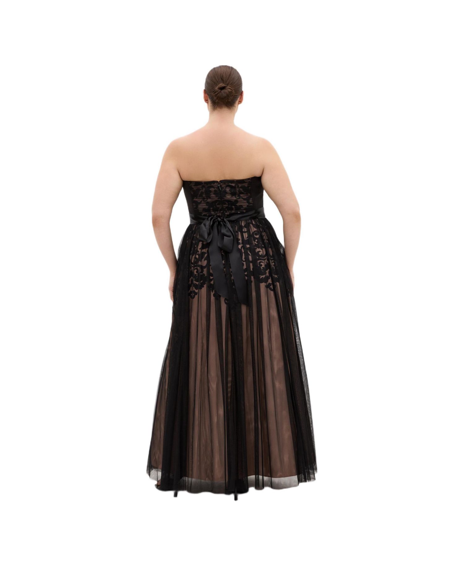 Plus Size Embroidered Tulle Maxi Dress
