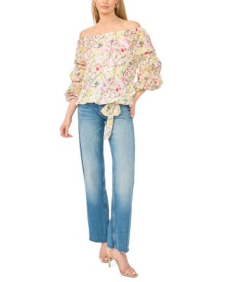 Women's Off-The-Shoulder Long-Bubble-Sleeve Top