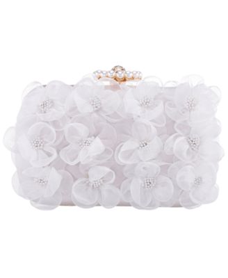 3-D Flower Minaudiere Mini Clutch Handbag