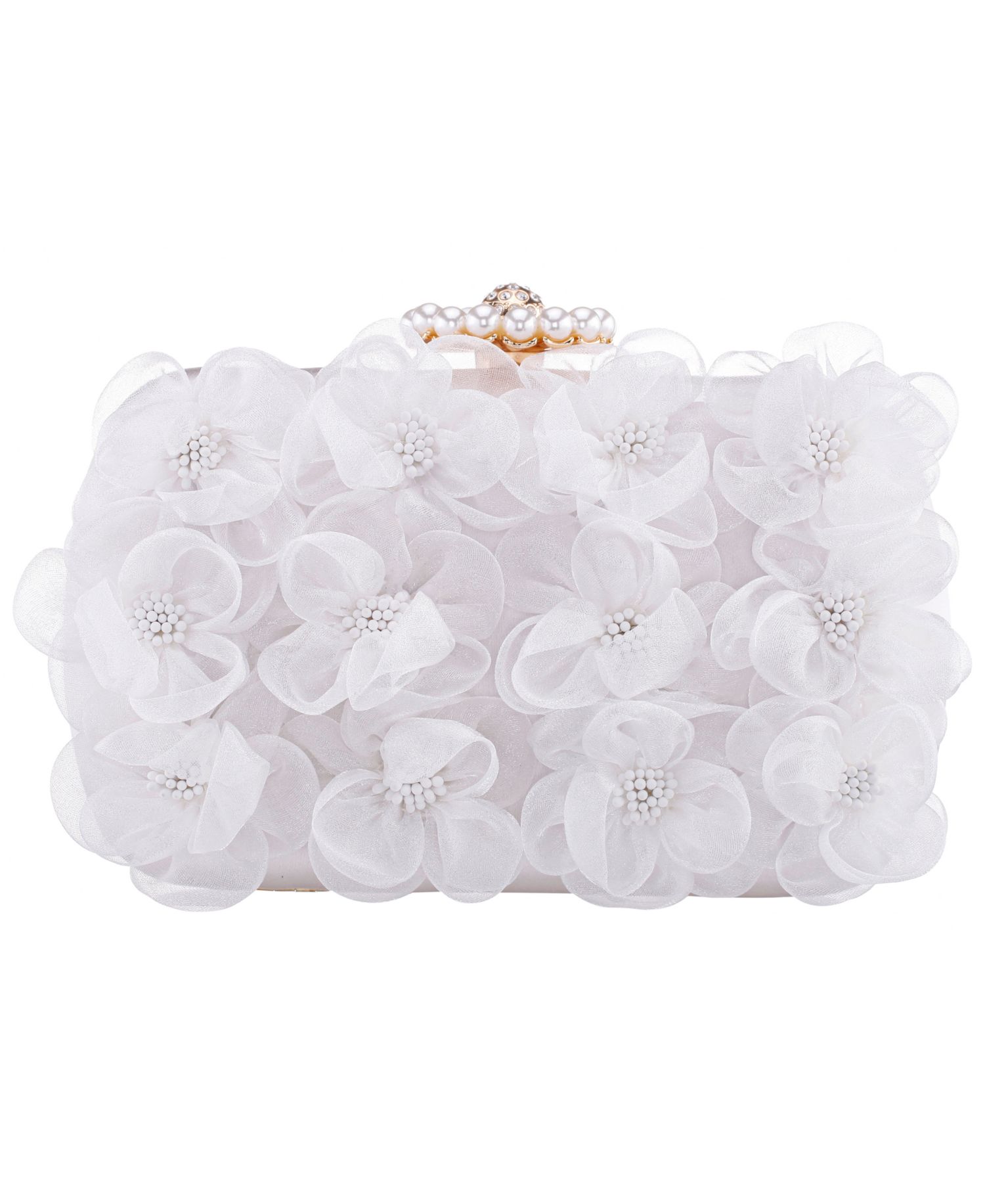 3-D Flower Minaudiere Mini Clutch Handbag