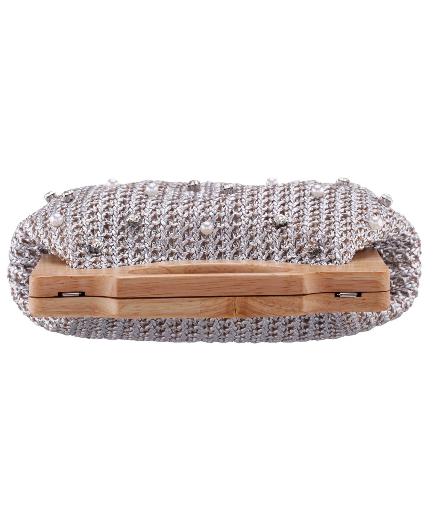 Женский клатч Nina Solei Straw Small Clutch Handbag, цвет: Серебряный — фото 5