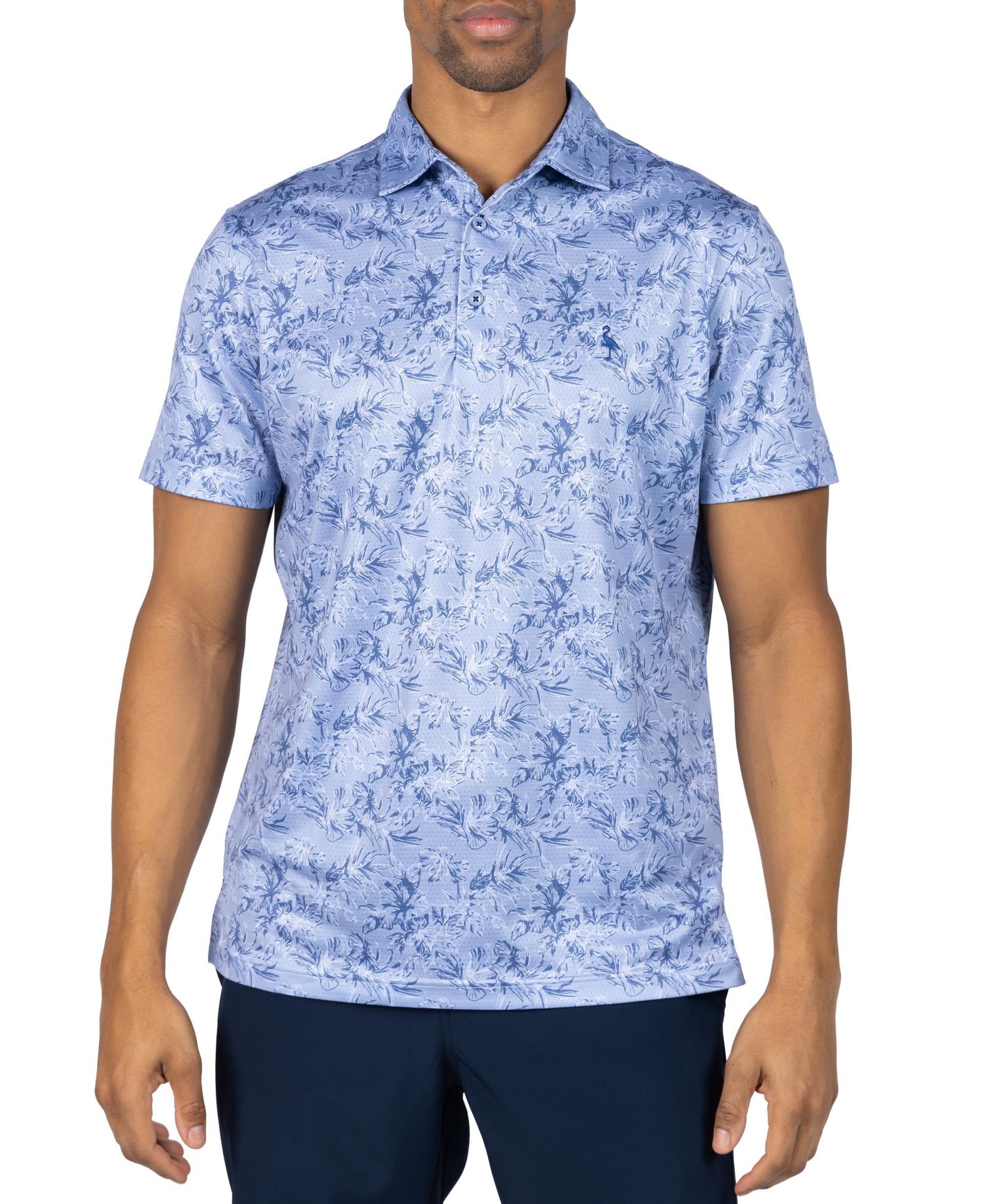 Men's Vintage Tropical Printed Mesh Performance Polo
