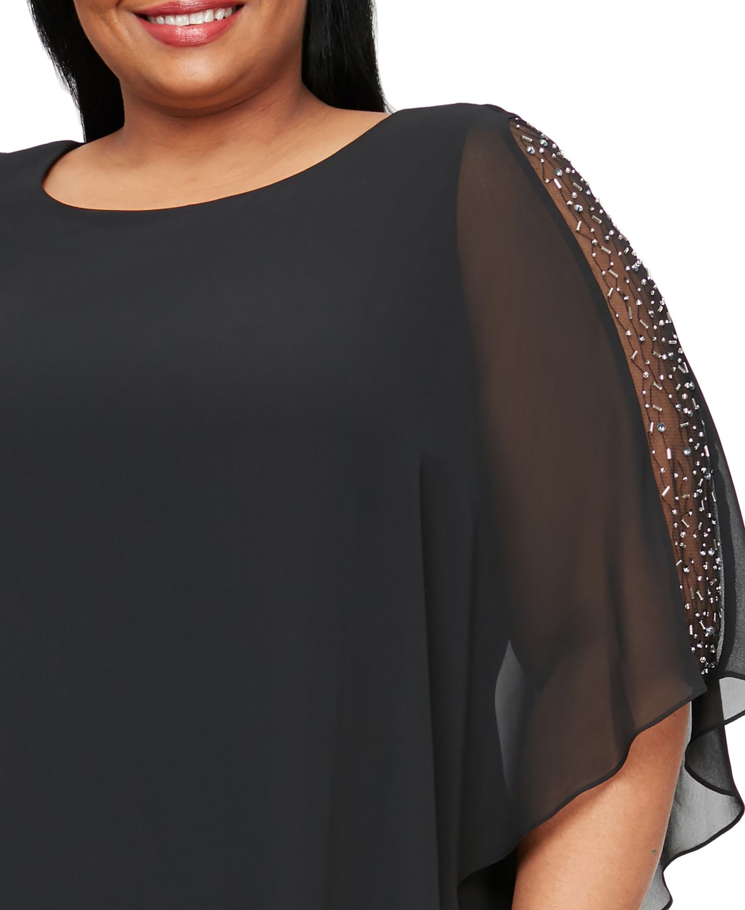 Women's Plus Size Crewneck Asymmetric Capelet Sheath Dress